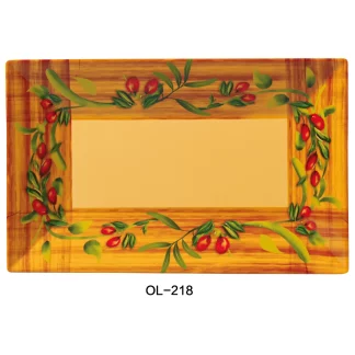 Yanco OL-614 Olive Rectangular Deep Plate, 13.75" Length, 10" Width, 2.5" Height, Melamine, Pack of 12