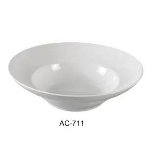 Yanco AC-711 Abco Deep Mediterranean Bowl, 32 Oz Capacity, 10.75" Diameter, 3" Height, Porcelain, Super White, Pack of 12