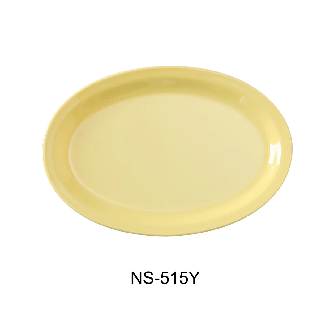 Yanco NS-515Y Nessico Oval Platter With Narrow Rim, 13.25" Length, 9.5" Width, Melamine, Yellow Color, Pack of 12
