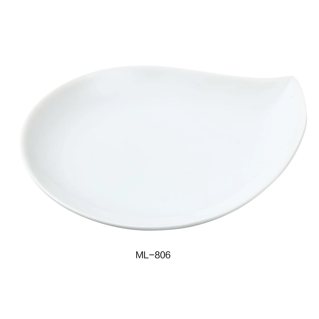Yanco ML-806 5.75" Leaf Shaped Plate, Porcelain, Super White, Pack of 36