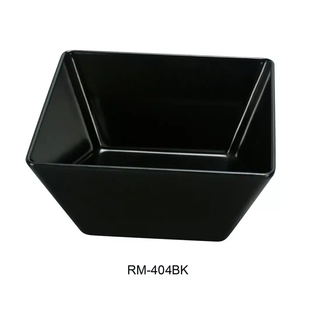 Yanco RM-404BK Rome Square Bowl, 10 Oz Capacity, 3.75" Length, 3.75" Width, 2.5" Height, Melamine, Black Color, Pack of 72