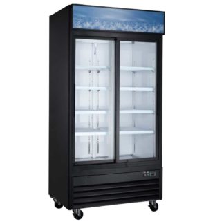 Coldline G40S-B 40" Double Glass Sliding Door Merchandising Refrigerator - Black