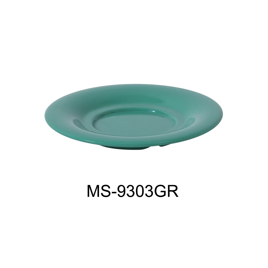 Yanco MS-9303GR Mile Stone Saucer For Model Ms-303/313/5044/9018, 5.5" Diameter, Melamine, Green Color, Pack of 48