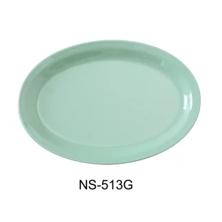 Yanco NS-513G Nessico Oval Platter With Narrow Rim, 13" Length, 8.5" Width, Melamine, Green Color, Pack of 24