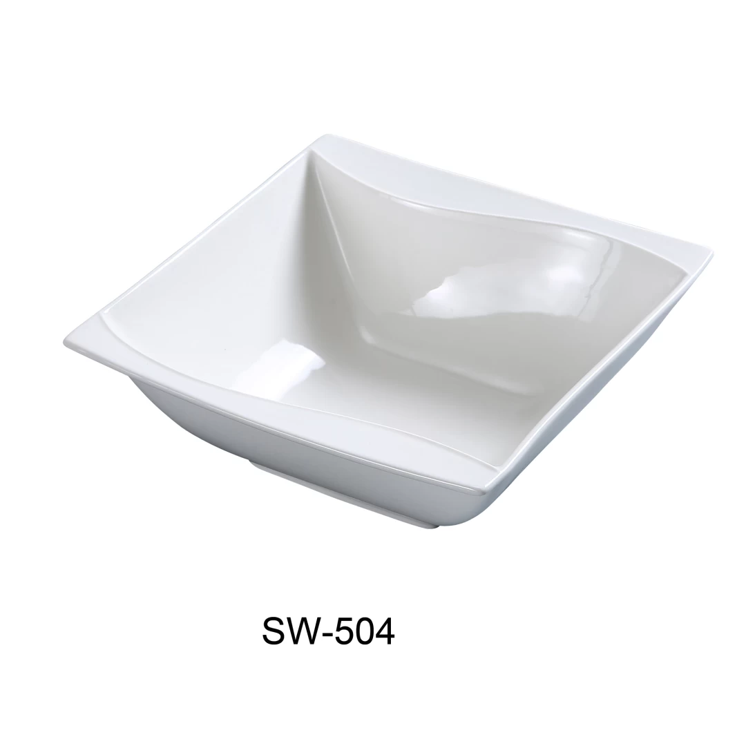 Yanco SW-504 4" Dessert Bowl, Square, 5-Oz, Porcelain, Bone White, Pack of 36