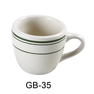 Yanco GB-35 Green Band Espresso Cup, 3.5 Oz Capacity, 2.5" Diameter, 2" Height, China, American White Color, Pack of 36