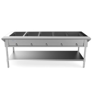 Prepline GST74-5O 74" Five Pan Sealed Well Gas Hot Food Steam Table with Undershelf
