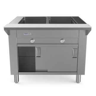 Prepline GSTC30-2S 32" Two Well Gas Hot Food Steam Table with Enclosed Base and Sliding Doors
