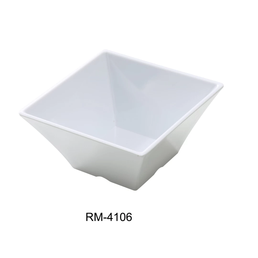 Yanco RM-4106 Rome 6" Square Bowl 26 Oz, 3" Height, Melamine, White Color, Pack of 24