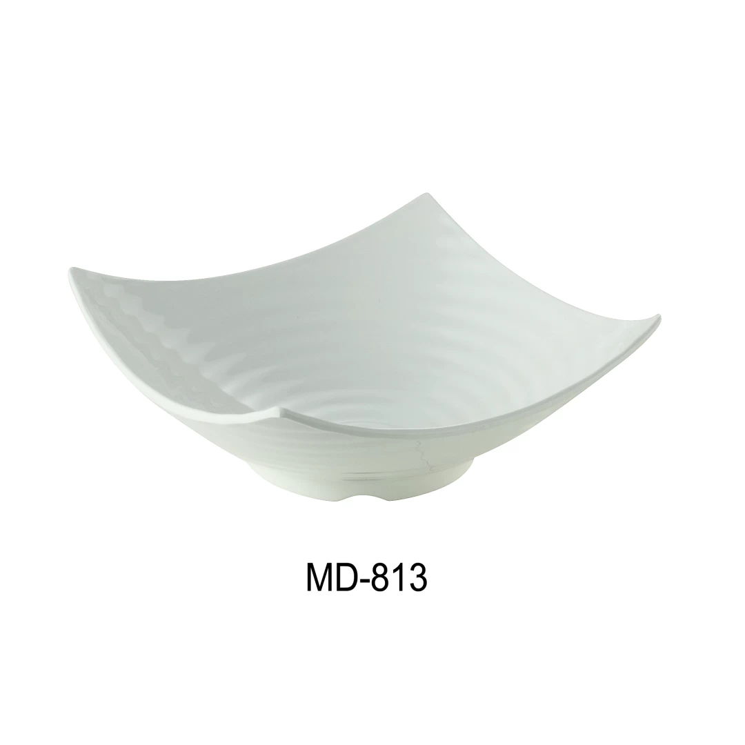 Yanco MD-813 Milando 13" Square Bowl, 110 Oz Capacity, 3" Height, Melamine, White Color, Pack of 12