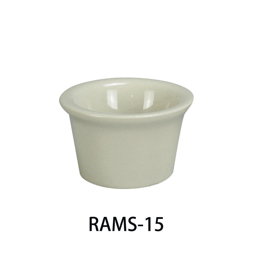 Yanco RAMS-15 Recovery Ramekin, 1.5 Oz Capacity, 2.375" Diameter, 1.5" Height, China, Smooth American White Color, Pack of 48