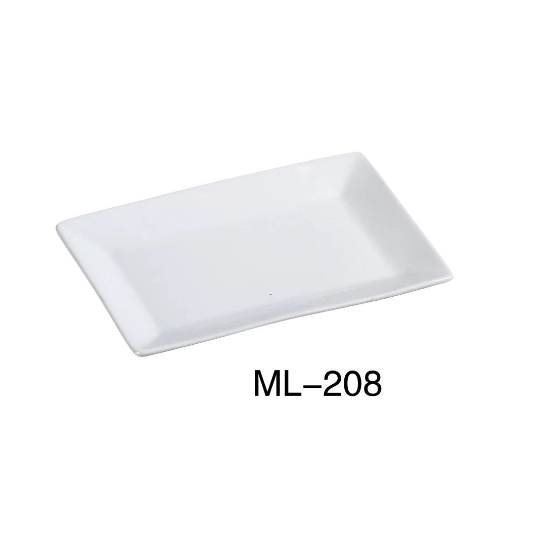 Yanco ML-208 Rectangular Plate, 8" Length X 5" Width, , Porcelain, Super White, Pack of 24