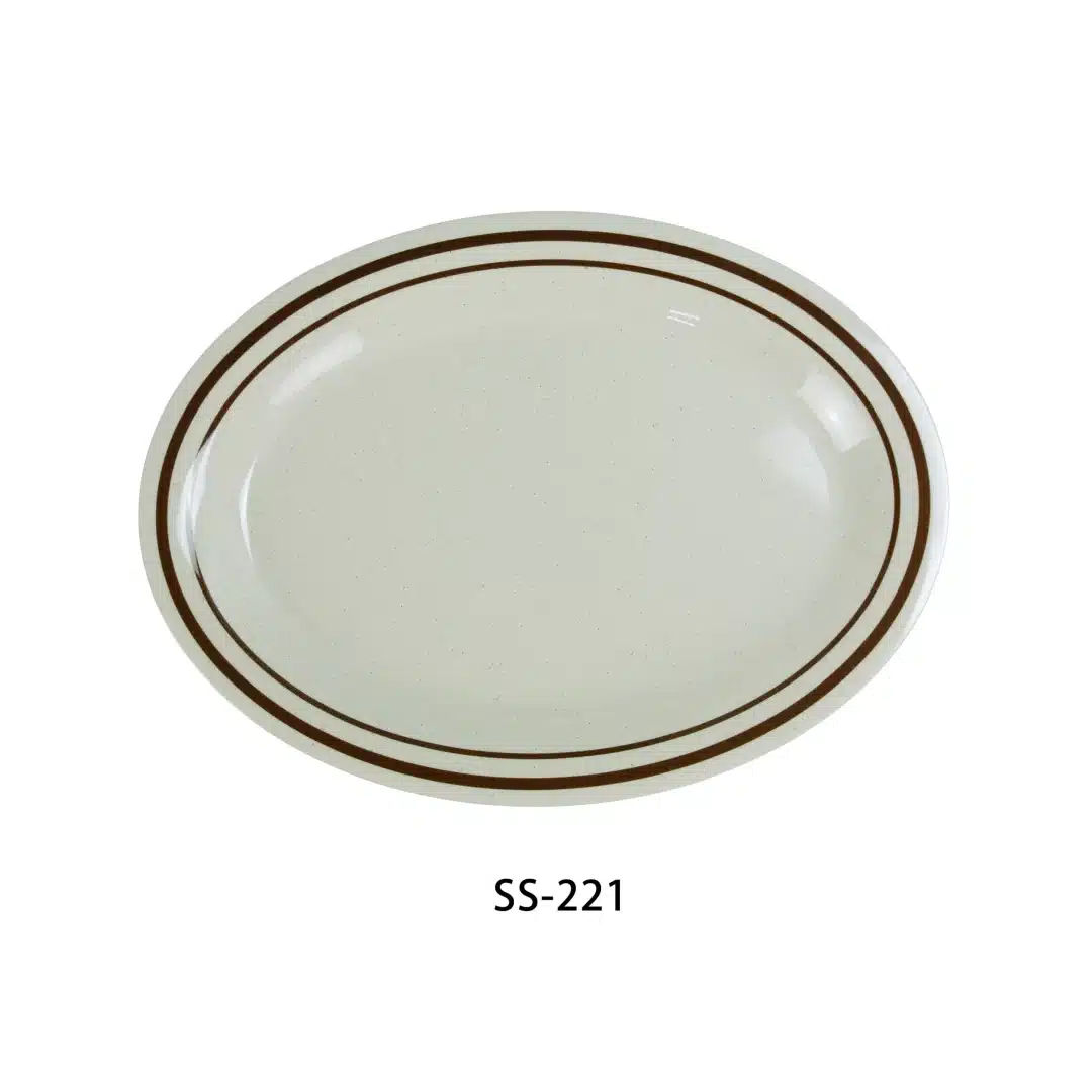 Yanco SS-221 Sesame Oval Platter,11.5" Length, 8" Width, 0.75" Height, Melamine, Pack of 24