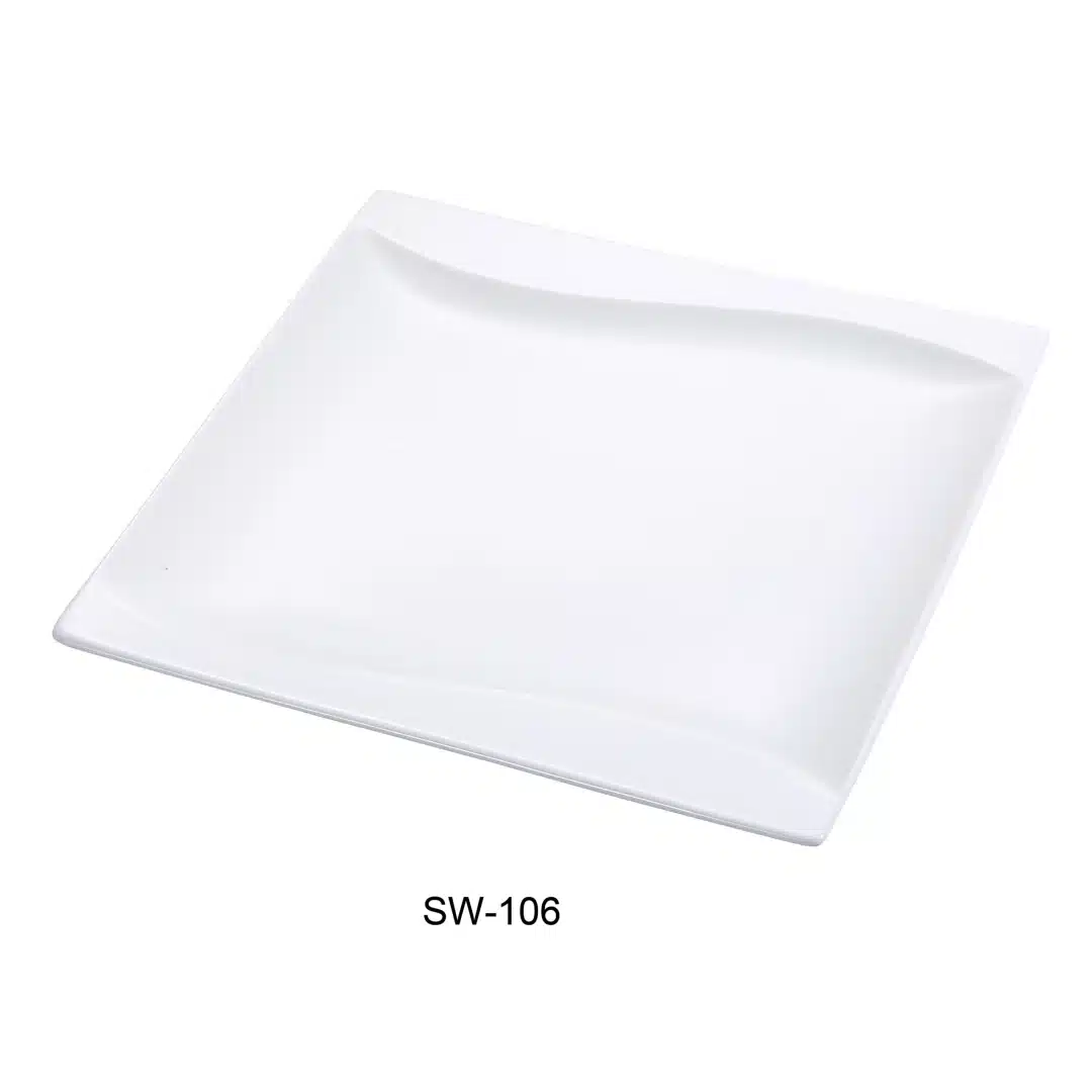 Yanco SW-106 5.5" Square Plate, Porcelain, Bone White, Pack of 36