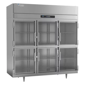 Victory Refrigeration FSA-3D-S1-HG-HC 77.75'' 70.1 cu. ft. Top Mounted 3 Section Glass Half Door Reach-In Freezer