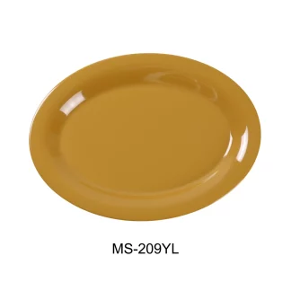 Yanco MS-209YL Mile Stone Oval Platter, 9.5" Length, 7.25" Width, Melamine, Yellow Color, Pack of 24