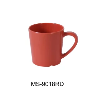 Yanco MS-9018RD Mile Stone Coffee/Tea Mug/Cup, 7 Oz Capacity, 3" Height, 3" Diameter, Melamine, Orange Red Color, Pack of 48