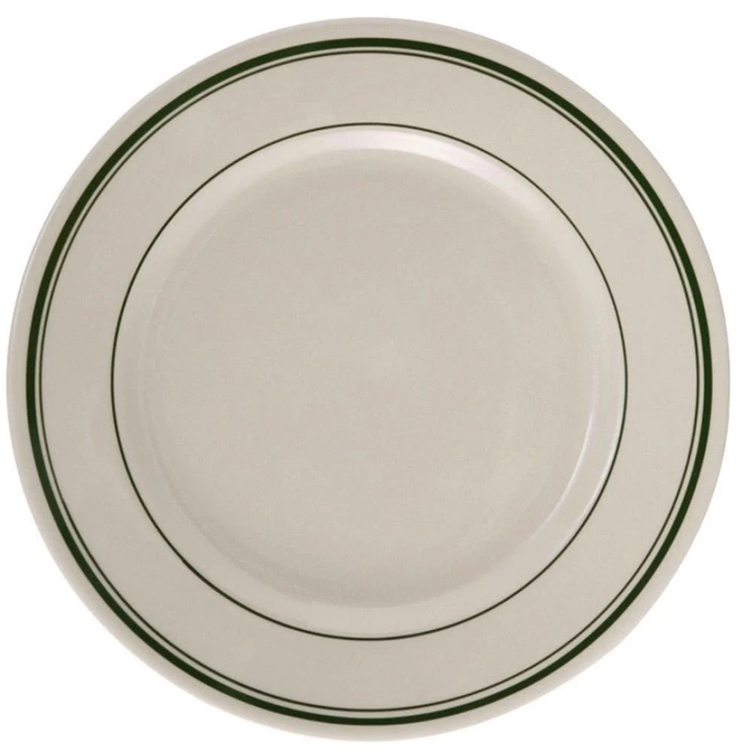 Yanco GB-2 Green Band Saucer, 6.125" Diameter, China, American White Color, Pack of 36