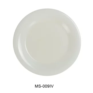 Yanco MS-009IV Mile Stone Wide Rim Round Plate, 9" Diameter, Melamine, Ivory Color, Pack of 24