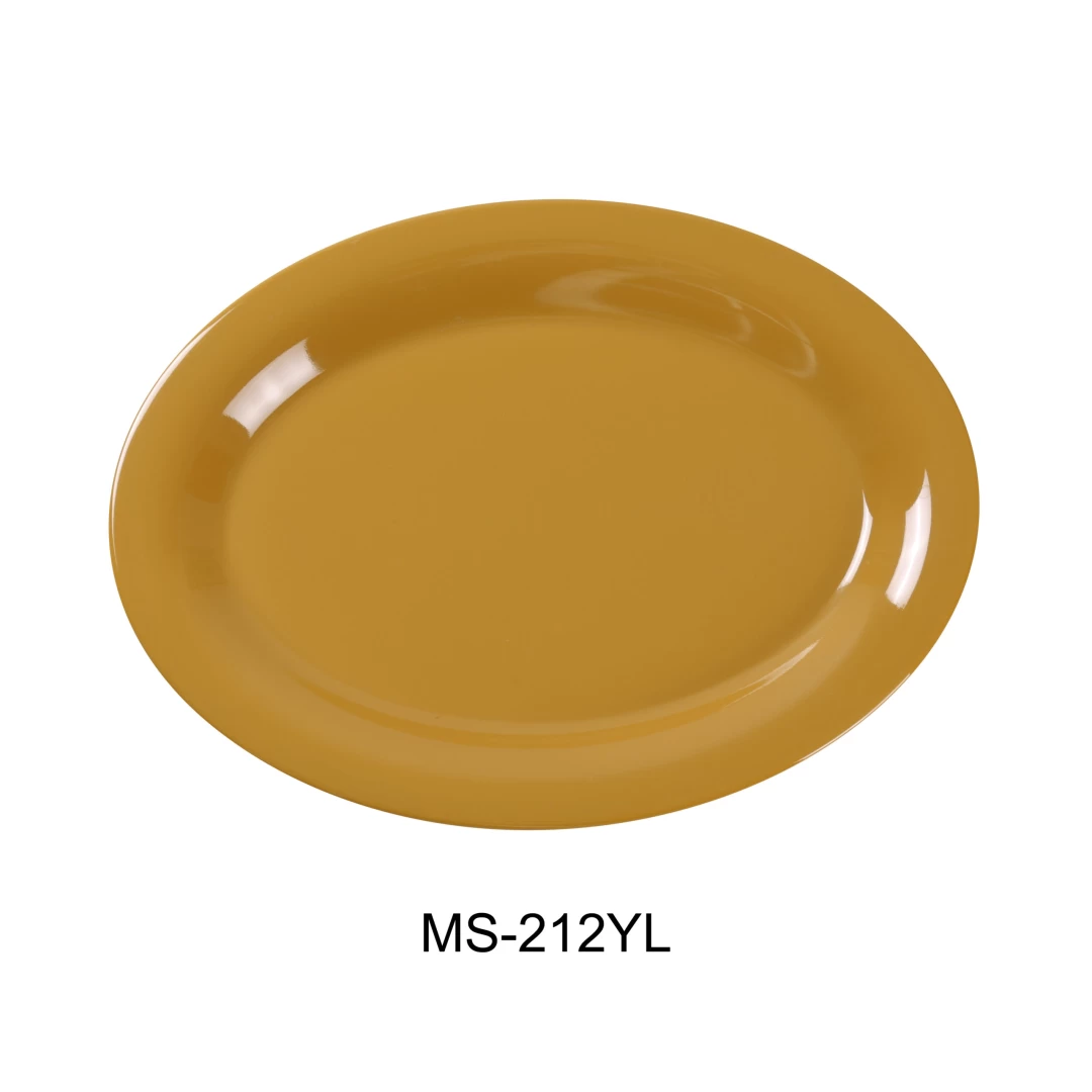 Yanco MS-212YL Mile Stone Oval Platter, 12" Length, 9" Width, Melamine, Yellow Color, Pack of 12