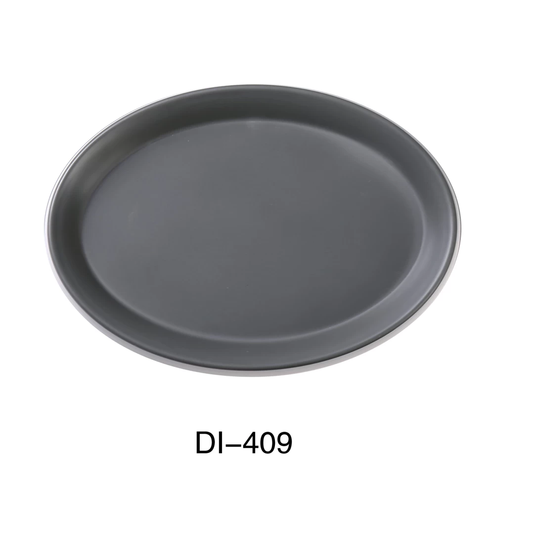 Yanco DI-409 Discover 9" X 1 1/4"H Oval Plate, Melamine, Matte Finish, Pack of 24