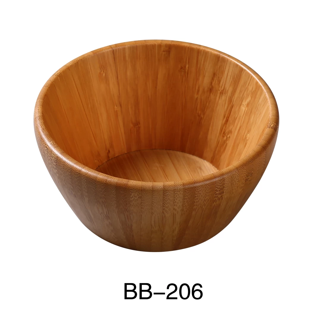 Yanco BB-206 6 1/2" X 3" Small Salad Bowl 30 Oz, Bamboo, Pack of 24