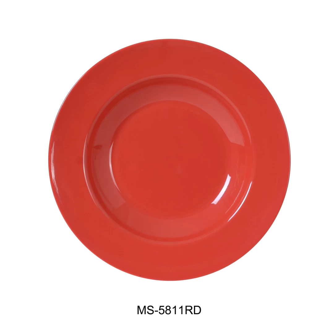 Yanco MS-5811RD Mile Stone Pasta Bowl, 16 Oz Capacity, 1.5" Height, 11" Diameter, Melamine, Orange Red Color, Pack of 24