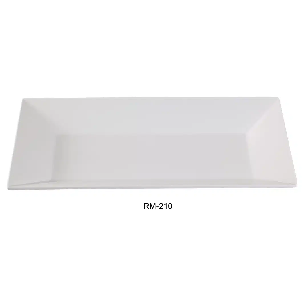 Yanco RM-210 Rome Rectangular Plate, 10" Length, 6" Width, Melamine, White Color, Pack of 24