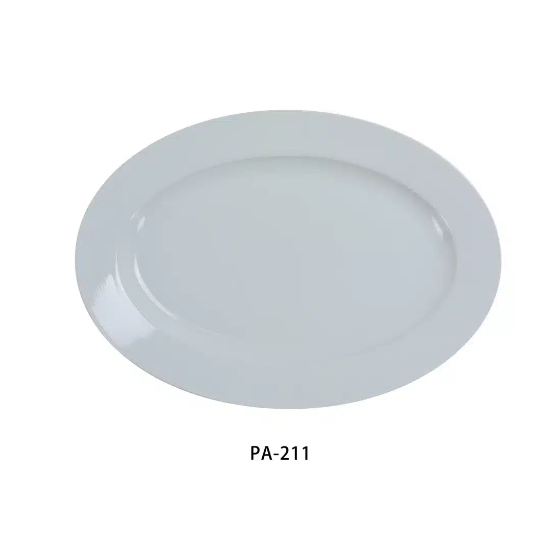 Yanco PA-210 Platter, 10.625" Length X 7.5" Width, Porcelain, Super White, Pack of 12