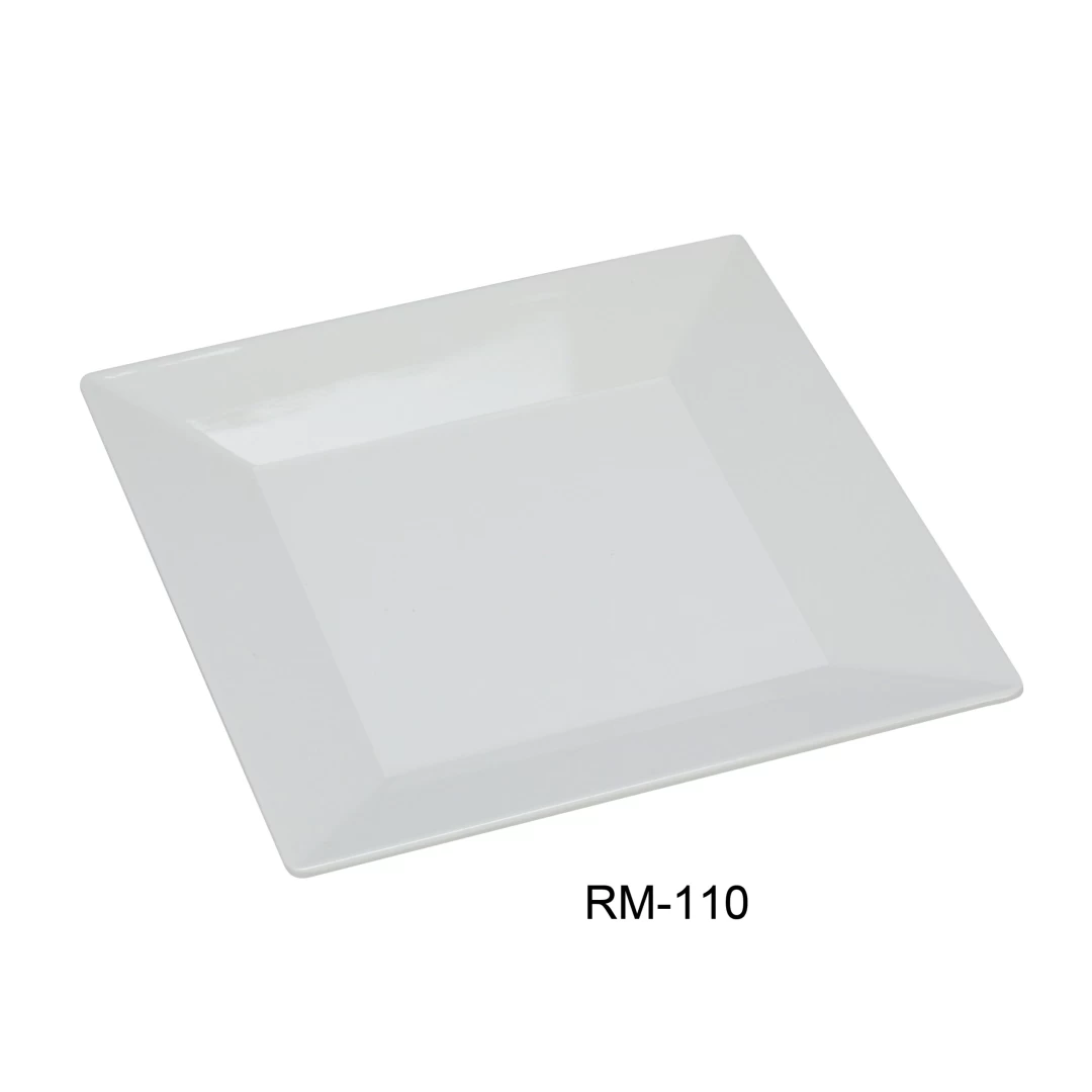 Yanco RM-110 Rome 10" Square Plate, Melamine, White Color, Pack of 24
