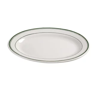 Yanco GB-33 Green Band Platter, 7" Length, 4.5" Width, China, American White Color, Pack of 36