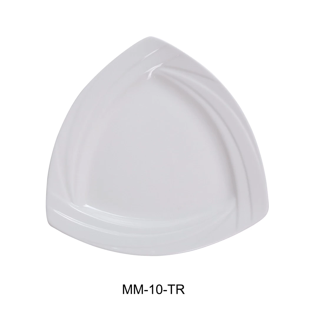 Yanco MM-10-TR Miami 10" Triangle Plate, Porcelain, Bone White, Pack of 12