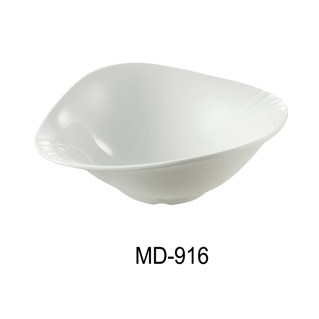 Yanco MD-916 Milando Bowl, 2.5 Qt Capacity, 16" Length, 13" Width, 4.5" Height, Melamine, White Color, Pack of 12