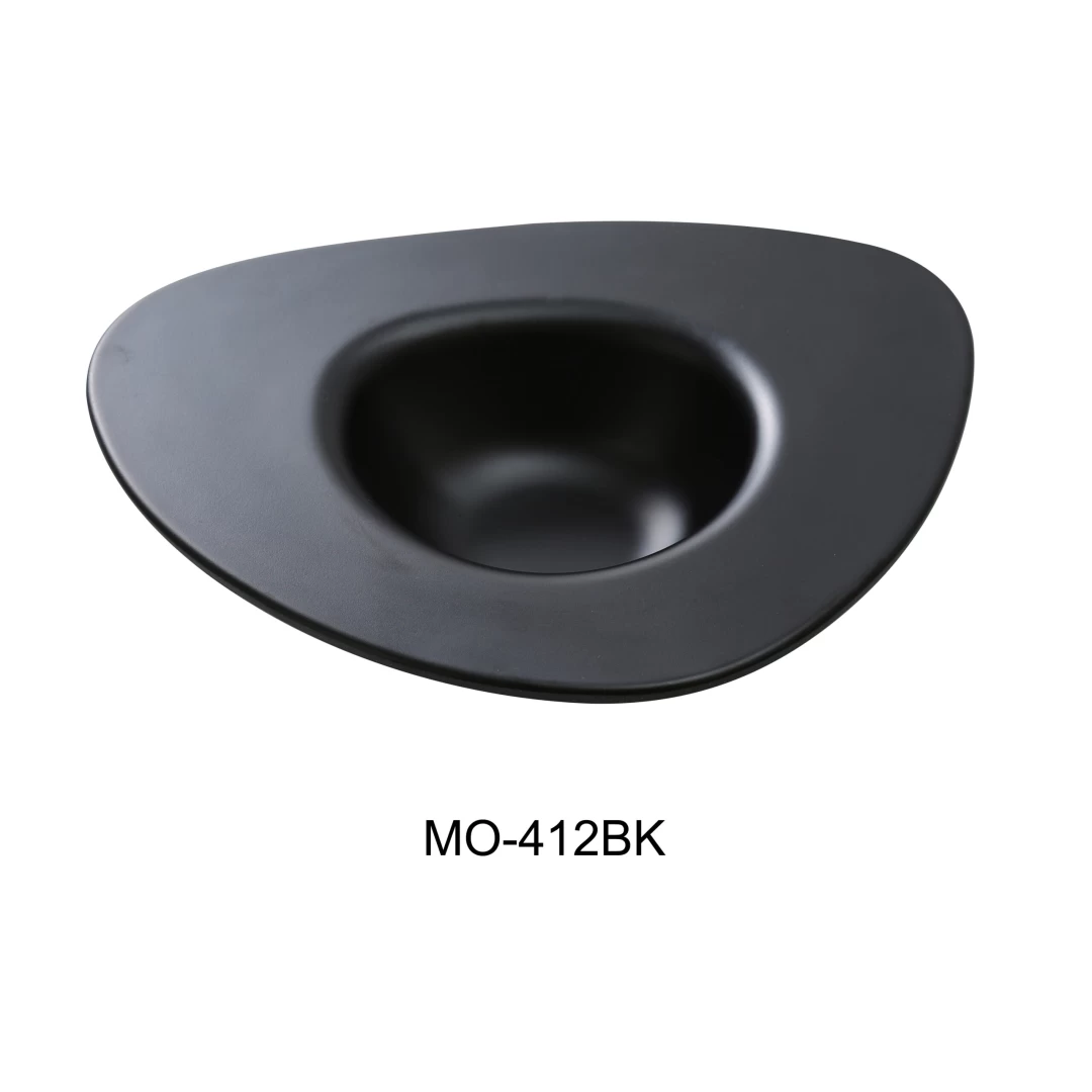 Yanco MO-412BK Moderne 12" Dessert Plate 14 Oz, Black, Melamine, Pack of 12
