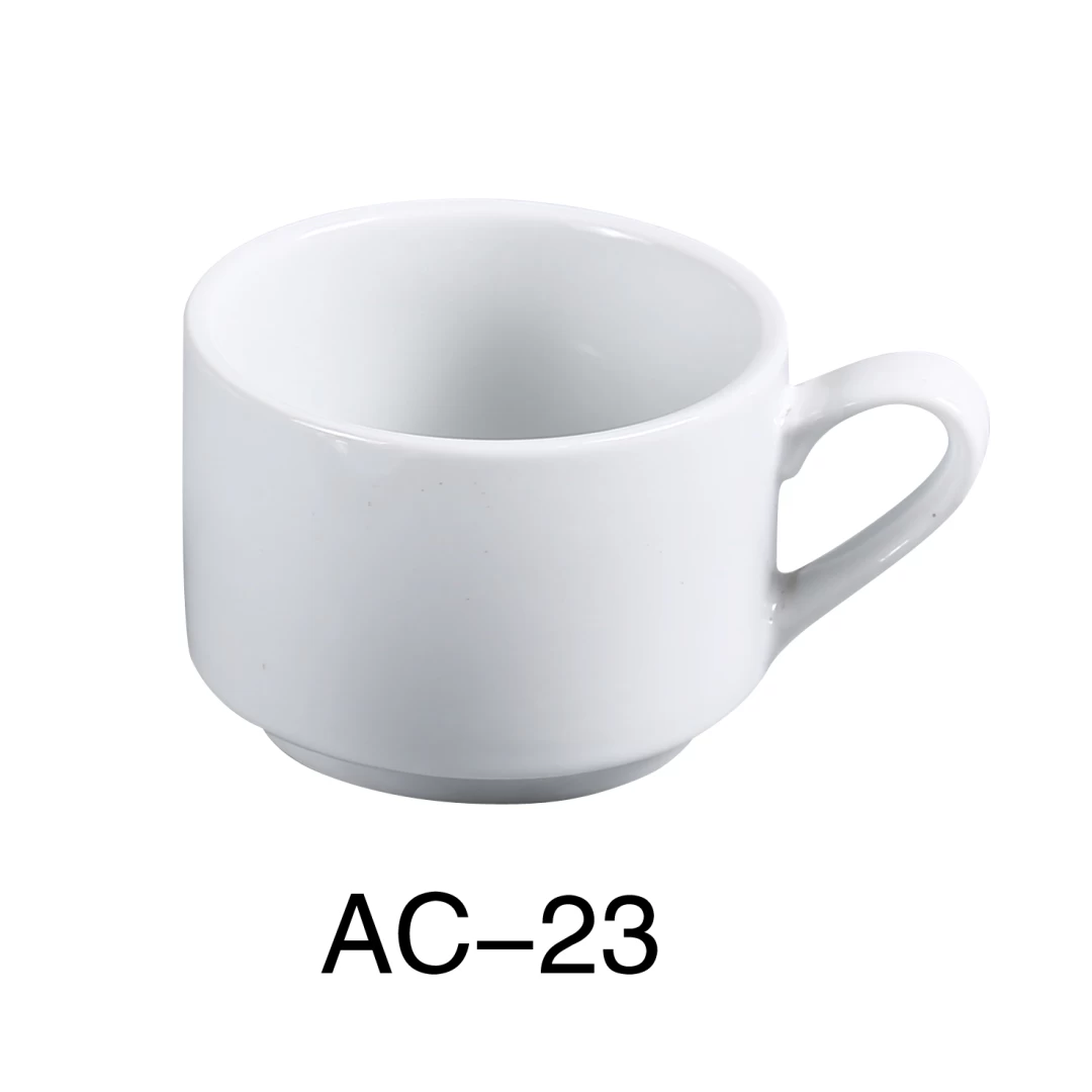 Yanco AC-23 Abco Stackable Coffee/Tea Cup, 7 Oz, Porcelain, Super White, Pack of 36