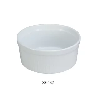 Yanco SF-132 Souffle Bowl, Fluted, 32 Oz Capacity, 6" Diameter, 2.5" Height, Porcelain, Super White, Pack of 12