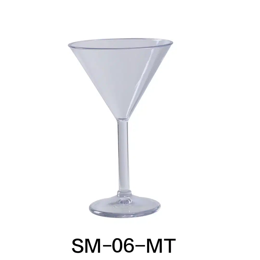 Yanco SM-06-MT Stemware Martini Glass, 6 Oz Capacity, 4.25" Diameter, 5.75" Height, Plastic, Clear Color, Pack of 24