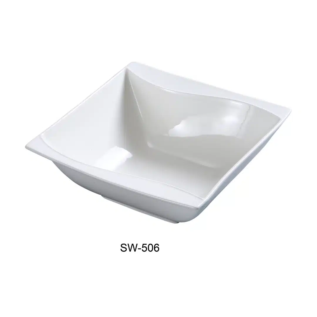 Yanco SW-506 5.5" Salad Bowl, Square, 15-Oz, Porcelain, Bone White, Pack of 36