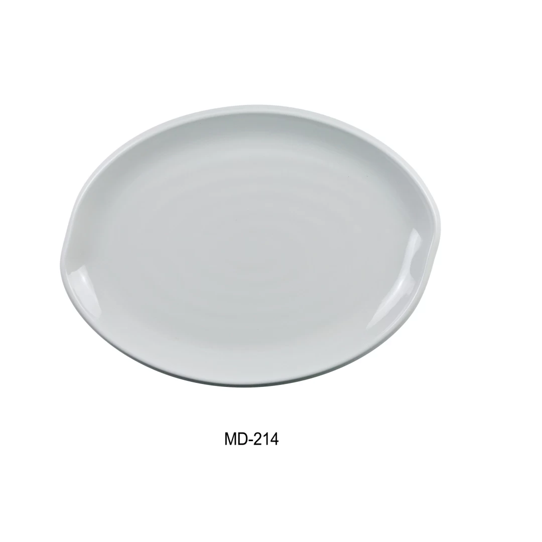 Yanco MD-214 Milando Oval Plate, 14" Length, 10" Width, Melamine, White Color, Pack of 12