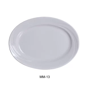 Yanco MM-13 Miami Oval Platter, 11.75" Length X 8.75" Width, Porcelain, Bone White, Pack of 12