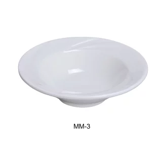 Yanco MM-3 Miami 9" Rim Soup Plate, 10 Oz Capacity, Porcelain, Bone White, Pack of 24