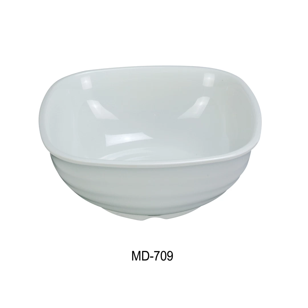 Yanco MD-709 Milando 9" Square Bowl, 60 Oz Capacity, 3.75" Height, Melamine, White Color, Pack of 24