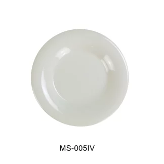 Yanco MS-005IV Mile Stone Wide Rim Round Plate, 5.5" Diameter, Melamine, Ivory Color, Pack of 48