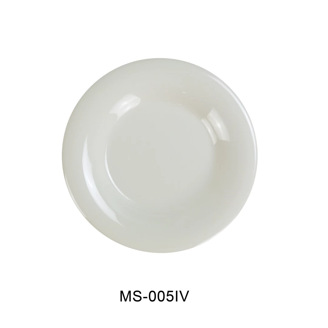 Yanco MS-005IV Mile Stone Wide Rim Round Plate, 5.5" Diameter, Melamine, Ivory Color, Pack of 48