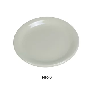 Yanco NR-6 Normandy Plate, Narrow Rim, 6.5" Diameter, China, American White Color, Pack of 36