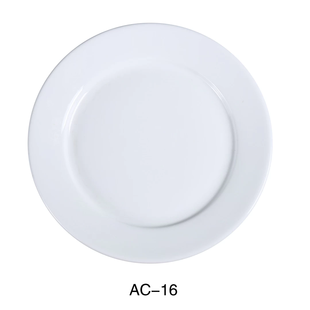 Yanco AC-16 Abco Dinner Plate, 10.5" Diameter, Porcelain, Super White, Pack of 12