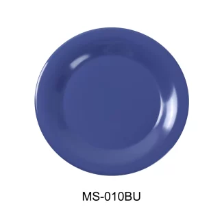 Yanco MS-010BU Mile Stone Wide Rim Round Plate, 10.5" Diameter, Melamine, Bule Color, Pack of 24