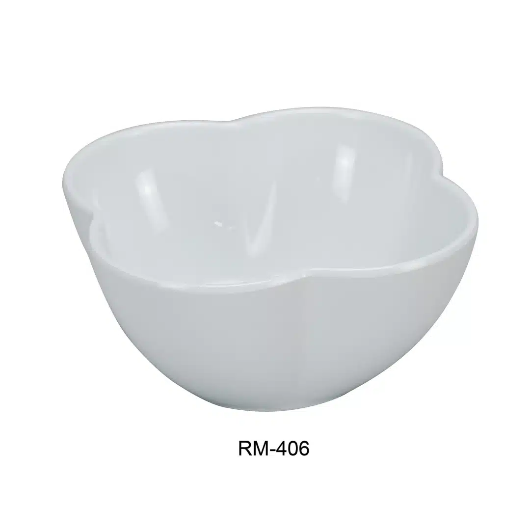 Yanco RM-406 Rome Salad Bowl, 16 Oz Capacity, 6" Diameter, Melamine, White Color, Pack of 48