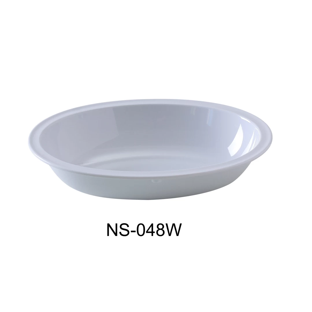 Yanco NS-048W Nessico Oval Bowl, 48 Oz Capacity, 10.75" Length, 7.75" Width, 2.5" Height, Melamine, White Color, Pack of 24
