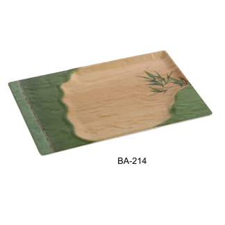 Yanco BA-214 Bamboo Style Collection, 14" X 8.5" Rectangular Plate, 14" Length, 8.5" Width, 1" Height, Melamine, Pack of 12